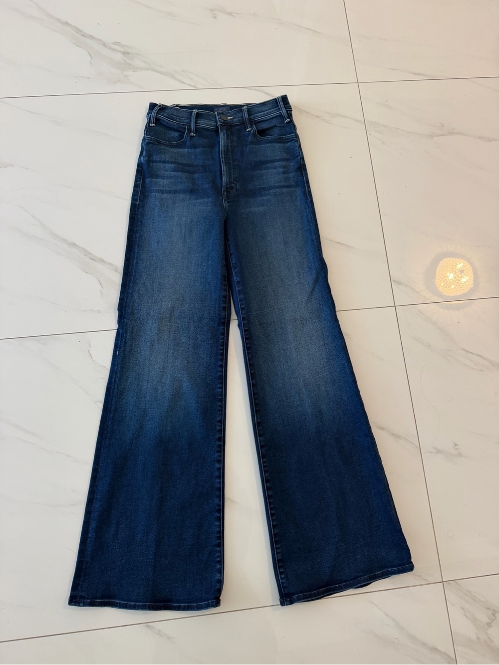 MOTHER Wide-Leg Jeans in Deep Blue Denim